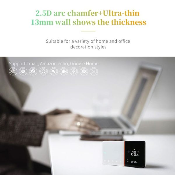 BHT-005-GCLW 220V AC 3A Smart Home Heating Thermostat for EU Box, Control Boiler Heating with Only Internal Sensor & WIFI Connection - Image 5