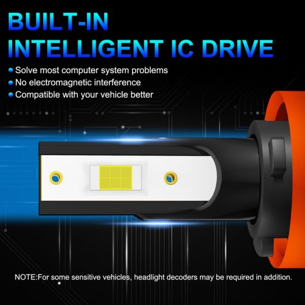 1 Pair Z3 H11 DC9-12V / 24W / 2200LM IP68 Car Waterproof Headlight 6LEDs SMD-3570 Lamp Beads (8000K White Light) - Image 4