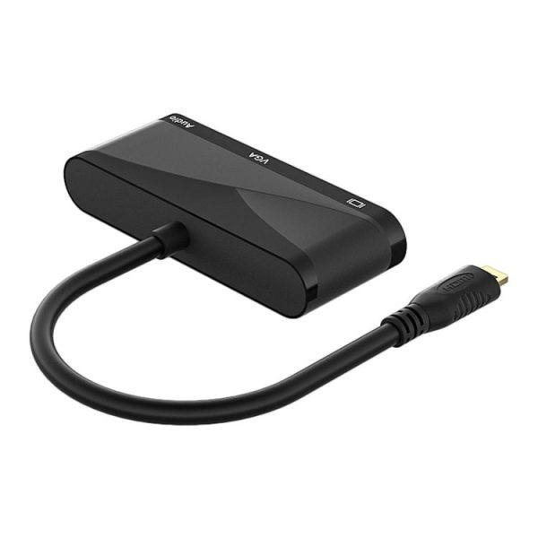 H115 3 in 1 Micro HDMI to HDMI + VGA + 3.5 Audio Converter Cable (Black) - Image 3