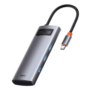 Baseus WKWG020013 Metal Gleam Series 5-in-1 Multifunctional Type-C HUB Docking Station 30Hz (Grey)