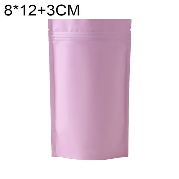 100 PCS / Set Matte Aluminum Foil Snack Stand-up Pouch, Size: 8x12+3cm (Pink)