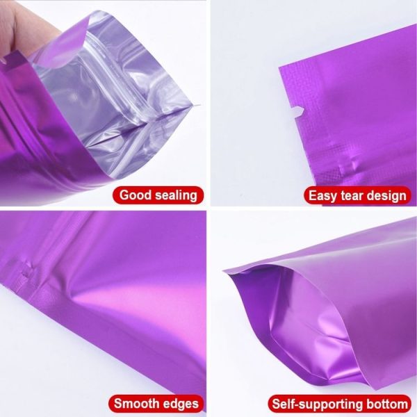 100 PCS / Set Matte Aluminum Foil Snack Stand-up Pouch, Size: 8x12+3cm (Pink) - Image 3
