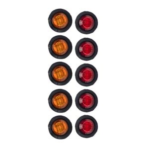A5013 Red + Amber Light 10 in 1 Truck Trailer LED Round Side Marker Lamp