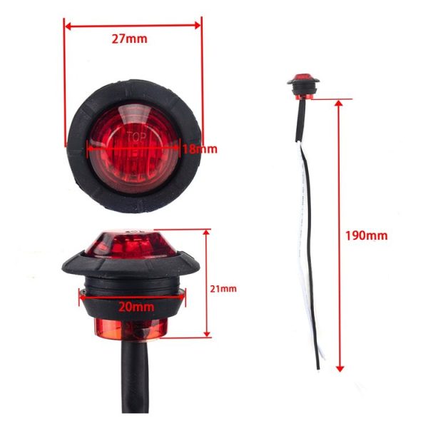 A5013 Red + Amber Light 10 in 1 Truck Trailer LED Round Side Marker Lamp - Image 5