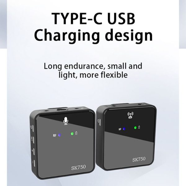SK750 Type-C Charging One for One Wireless Lavalier Mini Microphone (Black) - Image 3