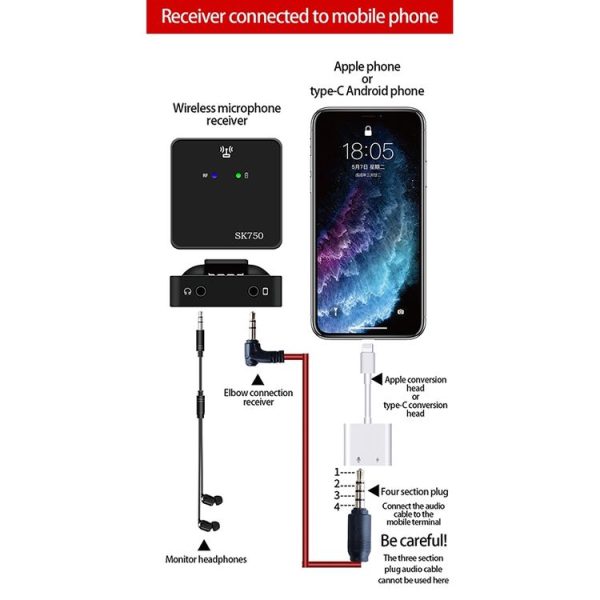 SK750 Type-C Charging One for One Wireless Lavalier Mini Microphone (Black) - Image 5