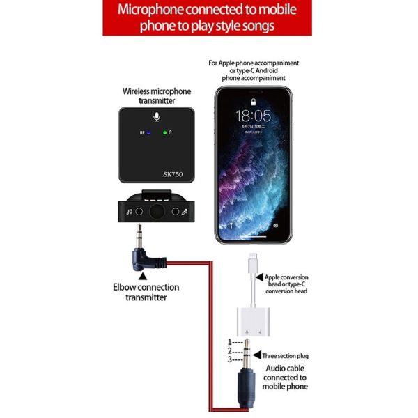 SK750 Type-C Charging One for One Wireless Lavalier Mini Microphone (Black) - Image 6