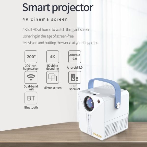 Q96 E300 Intelligent Portable HD 4K Projector, EU Plug, Specification: Android Version (White) - Image 2