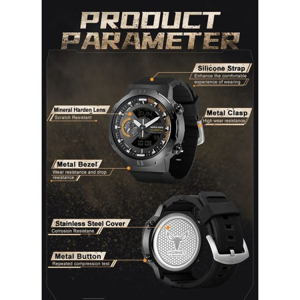 NORTH EDGE HORNET Dual Digital Alarm Clock Timing Men Luminous Sports Watch (Yellow) - Image 3