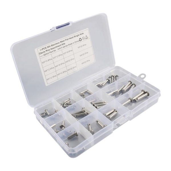 A6829 64 in 1 304 Stainless Steel Flat Head Single Hole Clevis Pins Assortment Kit - Image 2