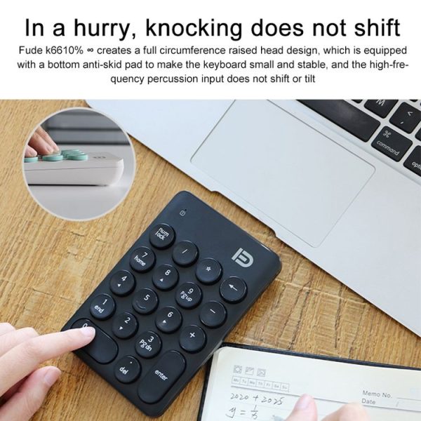 FOETOR ik6610 Mini Wireless Numeric Keyboard (White Green) - Image 4