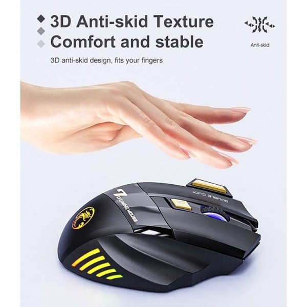 IMICE GW-X7 2.4G + Bluetooth Dual Mode 7-button Silent Rechargeable Wireless Gaming Mouse with Colorful RGB Lights (Black) - Image 10
