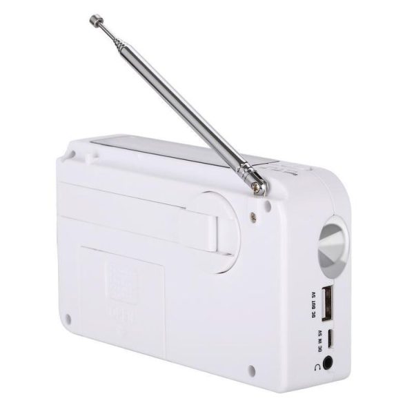RD-638T Two-band Solar Powered AM / FM Radio Player Flashlight with Dynamo Function (White) - Image 2
