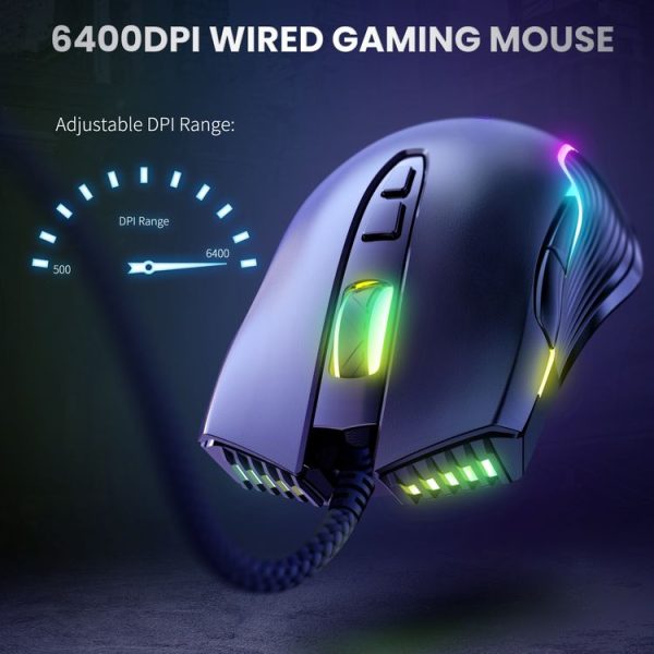 ONIKUMA CW905 RGB Lighting Wired Mouse (Black) - Image 4