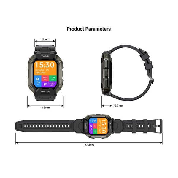 TANK M1 1.72 TFT Screen Smart Watch, Support Sleep Monitoring / Heart Rate Monitoring (Army Green) - Image 3