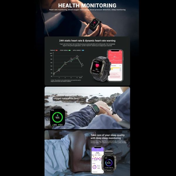 TANK M1 1.72 TFT Screen Smart Watch, Support Sleep Monitoring / Heart Rate Monitoring (Army Green) - Image 6