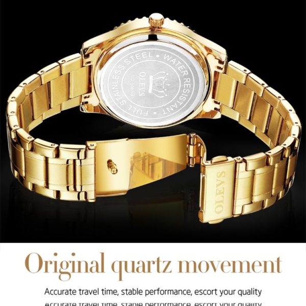 OLEVS 5565 Men Fashion Waterproof Stainless Steel Strap Diamond Quartz Watch (White) - Image 4
