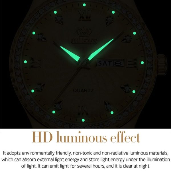 OLEVS 5565 Men Fashion Waterproof Stainless Steel Strap Diamond Quartz Watch (White) - Image 6