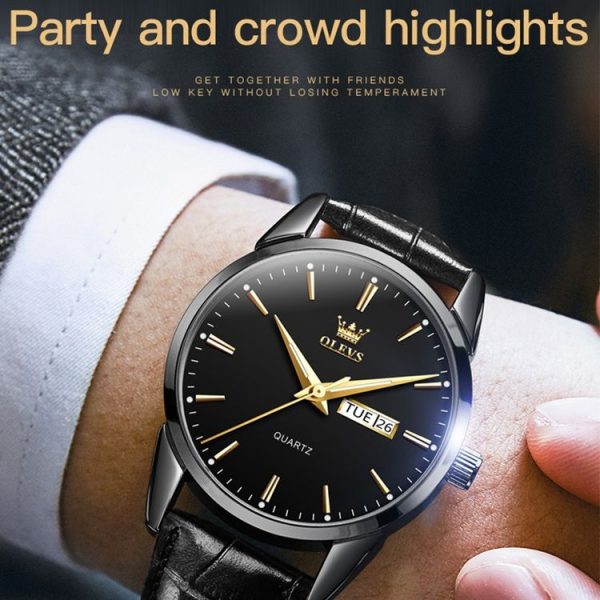 OLEVS 6898 Men Fashion Waterproof Dual Calendar Quartz Watch (Brown Blue) - Image 10