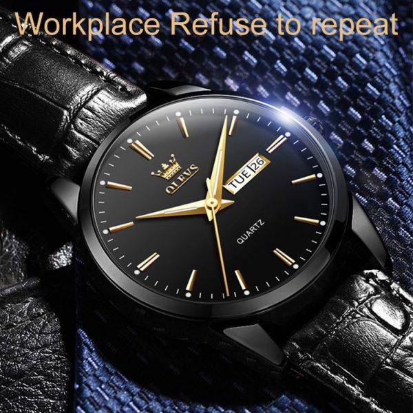 OLEVS 6898 Men Fashion Waterproof Dual Calendar Quartz Watch (Brown Blue) - Image 6