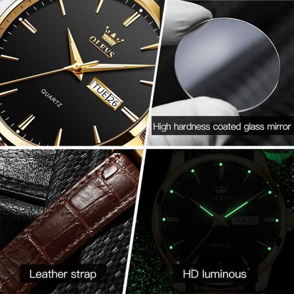 OLEVS 6898 Men Fashion Waterproof Dual Calendar Quartz Watch (Brown Blue) - Image 8