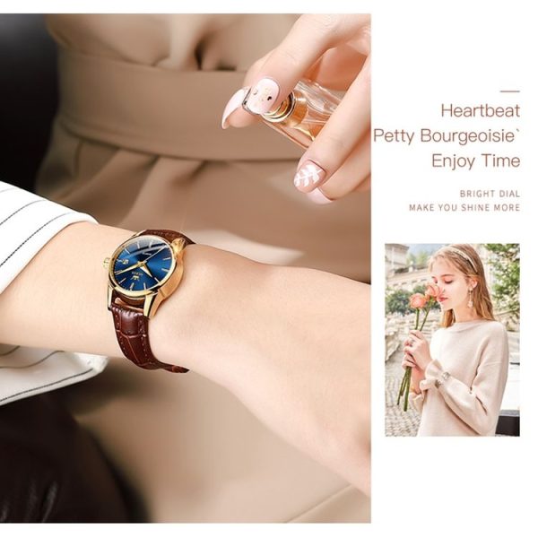 OLEVS 6898 Women Fashion Waterproof Dual Calendar Quartz Watch (Brown White) - Image 7