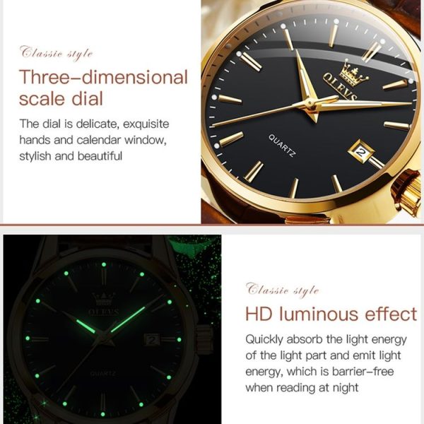 OLEVS 6898 Women Fashion Waterproof Dual Calendar Quartz Watch (Brown White) - Image 8