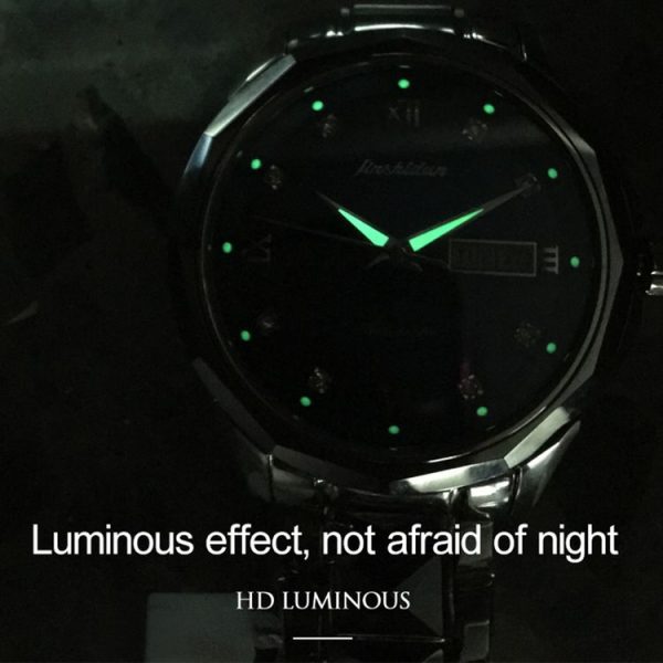 JIN SHI DUN 8813 Fashion Waterproof Luminous Automatic Mechanical Watch, Style: Women (Silver Gold Blue) - Image 6