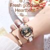 JIN SHI DUN 8831 Women Fashion Diamond Hollowed Waterproof Ceramic Mechanical Watch (Black) - Image 10
