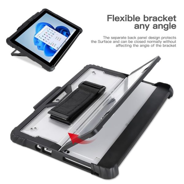 MicroSoft Surface Pro 4 / 5 / 6 / 7 / 7+ Acrylic Transparent Hand Strap Laptop Case - Image 3