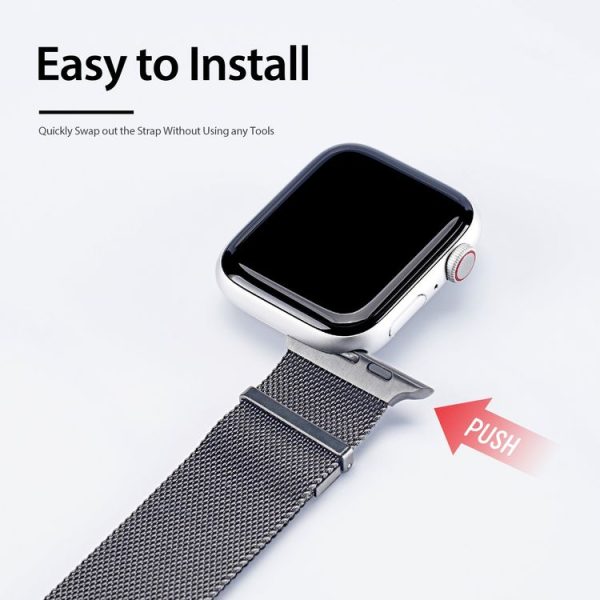 DUX DUCIS Milanese Watchband For Apple Watch Series 9&8&7 41mm / SE 3&SE 2&6&SE&5&4 40mm / 3&2&1 38mm (Gun Grey) - Image 3