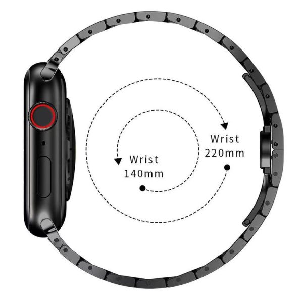 Butterfly Buckle Metal Watch Band For Apple Watch Ultra 49mm&Watch Ultra 2 49mm / Series 9&8&7 45mm / SE 3&SE 2&6&SE&5&4 44mm / 3&2&1 42mm (Black) - Image 5
