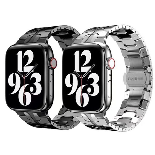 Butterfly Buckle Metal Watch Band For Apple Watch Ultra 49mm&Watch Ultra 2 49mm / Series 9&8&7 45mm / SE 3&SE 2&6&SE&5&4 44mm / 3&2&1 42mm (Black) - Image 6
