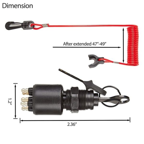 A6630 BRP Side Control Ignition Switch Key with Lanyard 5005801 for Johnson Evinrude - Image 3