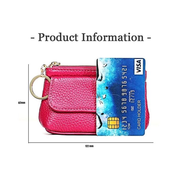 2017 Litchi Texture Genuine Leather Hand Held Small Wallet for Ladies (Sapphire Blue) - Image 3
