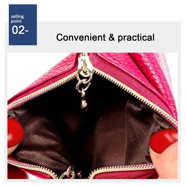 2017 Litchi Texture Genuine Leather Hand Held Small Wallet for Ladies (Sapphire Blue) - Image 5