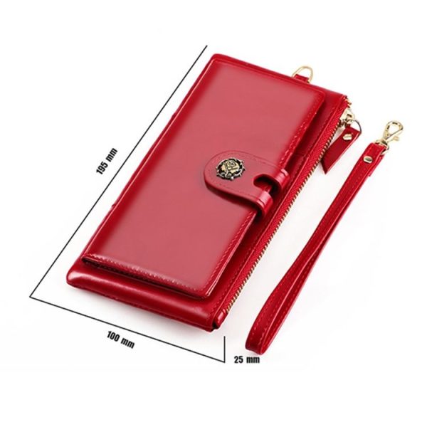 3506 RFID Anti-Degaussing Oil Wax Vintage Texture Genuine Leather Hand Held Wallet for Ladies (Purple) - Image 3