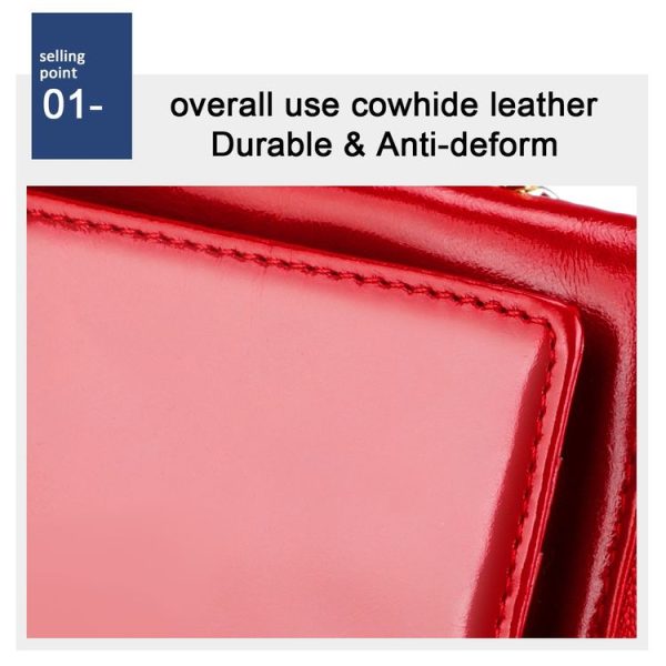 3506 RFID Anti-Degaussing Oil Wax Vintage Texture Genuine Leather Hand Held Wallet for Ladies (Purple) - Image 4