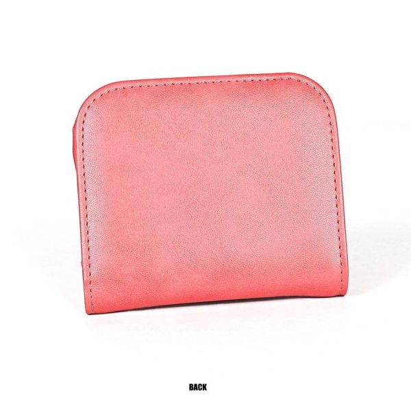 3537 Folding Short RFID Anti-Theft Genuine Leather Coin Purse for Ladies (Pink) - Image 3