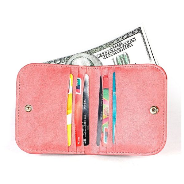 3537 Folding Short RFID Anti-Theft Genuine Leather Coin Purse for Ladies (Pink) - Image 4