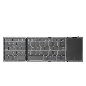B089T Foldable Bluetooth Keyboard Rechargeable with Touchpad (Grey)