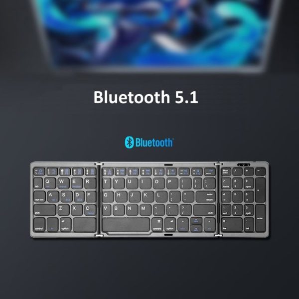 B089T Foldable Bluetooth Keyboard Rechargeable with Touchpad (Grey) - Image 5