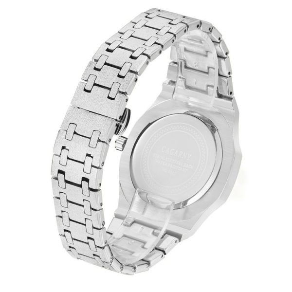CAGARNY 6885 Simple Stone Surface Quartz Steel Band Watch For Men (Silver Shell Grey Surface) - Image 3
