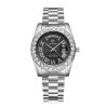 CAGARNY 6886 Diamond-encrusted Roman Numeral Dial Quartz Watch for Men (Silver Shell Black Dial)