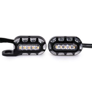 HP-Z058 Motorcycle Modified Rearview Mirror LED Turn Signal Light for Harley Sportsters XL 883 / 1200 (Black White)