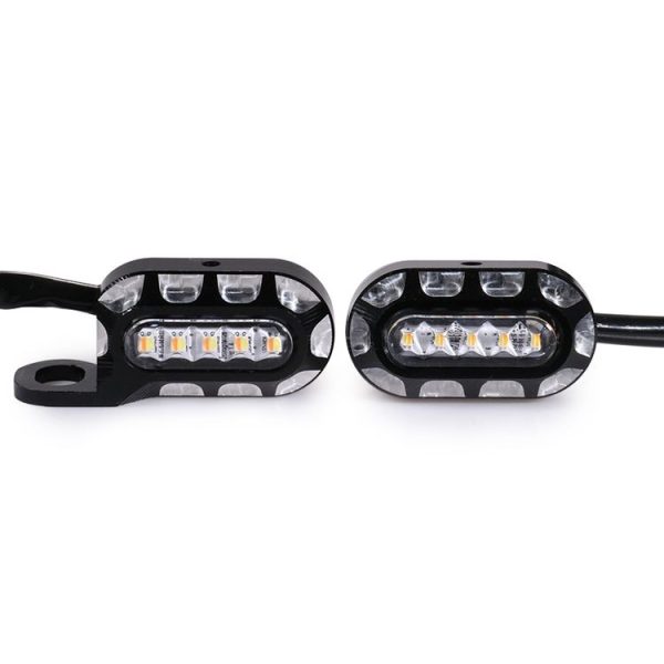 HP-Z058 Motorcycle Modified Rearview Mirror LED Turn Signal Light for Harley Sportsters XL 883 / 1200 (Black White)
