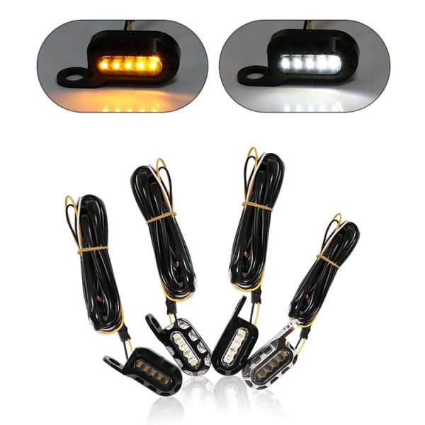 HP-Z058 Motorcycle Modified Rearview Mirror LED Turn Signal Light for Harley Sportsters XL 883 / 1200 (Black White) - Image 5
