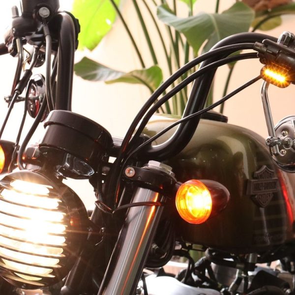 HP-Z058 Motorcycle Modified Rearview Mirror LED Turn Signal Light for Harley Sportsters XL 883 / 1200 (Black White) - Image 7