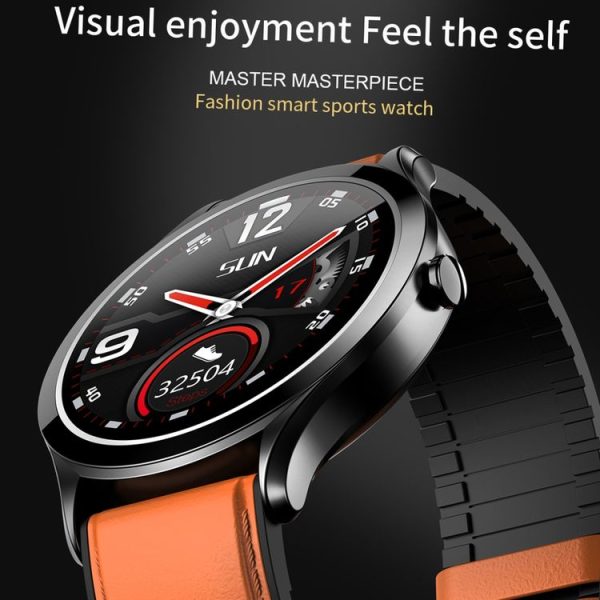 MK10 1.3 inch IPS Color Full-screen Touch Leather Belt Smart Watch, Support Weather Forecast / Heart Rate Monitor / Sleep Monitor / Blood Pressure Monitoring (Brown) - Image 4