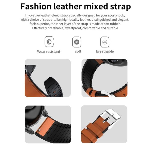 MK10 1.3 inch IPS Color Full-screen Touch Leather Belt Smart Watch, Support Weather Forecast / Heart Rate Monitor / Sleep Monitor / Blood Pressure Monitoring (Brown) - Image 5